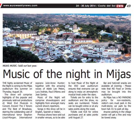 Music of the Night Mijas Stephen Lloyd Morgan